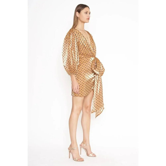 4SI3NNA Alora Dress in Gold Medium Womens Mini Polka Dot Cocktail Party - Picture 3 of 12